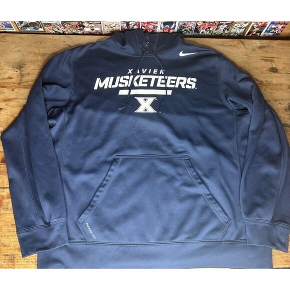 Xavier Musketeers Hoodie Sweatshirt Mens XL Blue White Nike Therma Fit NCAA - Picture 1 of 5